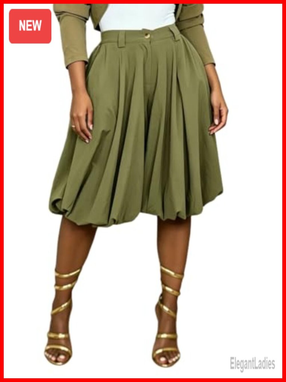 Women's Pleated Wide Leg Capris High Waist Balloon Pants Casual